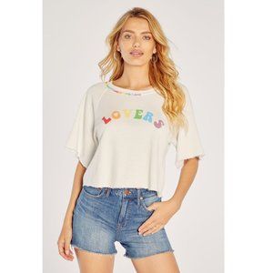 NWT Wildfox Vanilla Vibrant Proud Lovers Billie Crop Tee